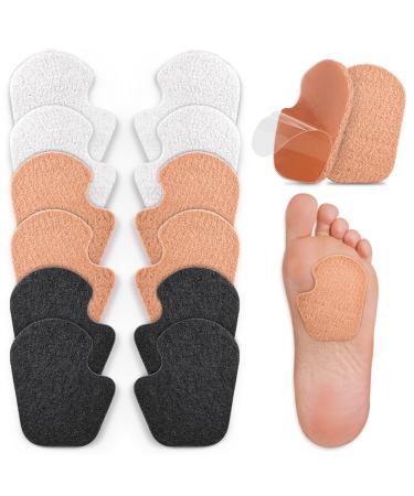 12-Pack Wool Felt Ball of Foot Cushion Shoe Insoles Self-Adhesive Gel Metatarsal Pads Insert for Sesamoid Pain Relief No Slip Forefoot and Sole Support for Women & Men (Black+Beige+White)