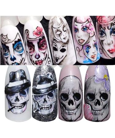 48 Sheets Nail Art Stickers Water Transfer Nail Art Decals Skull Ghost Eye Hulk Clown Witch Nail Art Supplies for Halloween or Party Decoration - Buy Online on GoSupps.com