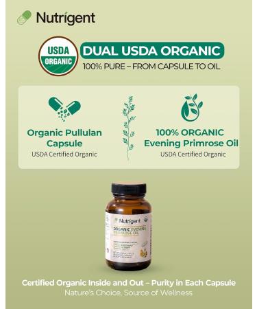Nutrigent Organic Evening Primrose Oil Supplement, 940 mg 100% Pure with 10% GLA, High Absorption Liquid Organic Capsules, Promotes Women's Health & Skin Health, Cold Pressed, 60 Count - Buy Online on GoSupps.com