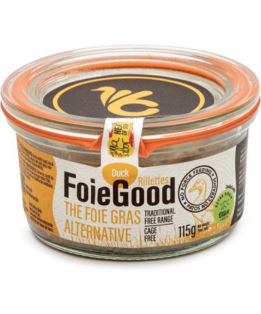 FoieGood - Duck Rillettes - Duck Confit Spread - Ideal for Appetizers - No Forced Feeding - 115 g Glass Jar - Buy Online on GoSupps.com