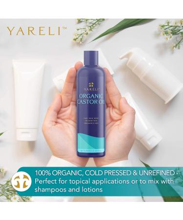 YARELI Organic Castor Oil 12oz - Cold Pressed & Unrefined for Eyelashes Eyebrows Hair Skin & Body | Best Quality International Shipping - Buy Online on GoSupps.com