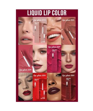 Matte Liquid Lipstick Makeup Set - 3 Pcs Long Lasting Smudge Proof Lip Gloss | High Pigmented Velvety Nude Red Lip Stain Gift Set for Women & Girls - Buy Online on GoSupps.com