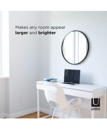 Umbra Hub Round Wall Mirror 24-Inch Black Rubber Frame | Modern Decor for Entryways, Washrooms, Living Rooms | Stylish Home Accent - Buy Online on GoSupps.com