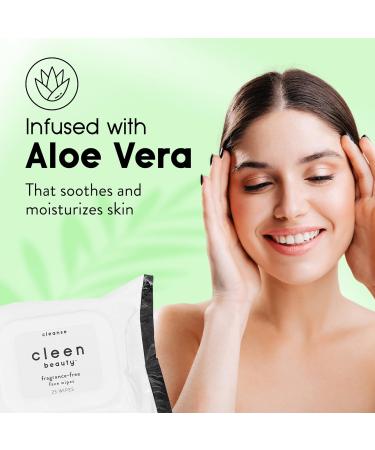 Cleen Beauty Fragrance-Free Face Wipes - 6 Pack | Aloe Vera Makeup Remover Pads | Biodegradable & Paraben-Free | 25 Count - Buy Online on GoSupps.com