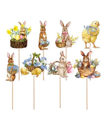 24pcs Happy Easter Cupcake Topper Easter Cupcake Picks Easter Cupcake Toppers Easter Cup Cake Decoration for Easter Party Decor Party Supplies