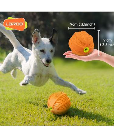 Laroo Squeaking Dog Ball - Interactive Natural Rubber Toy for Medium & Large Dogs - Durable 9cm Orange Football - Buy Online on GoSupps.com