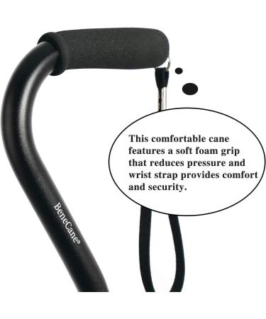 BeneCane Adjustable Walking Cane for Men & Women - Lightweight Mobility Aid with Soft Cushioned Handle - Collapsible and Portable - Ideal for Elderly Seniors - Black - Buy Online on GoSupps.com