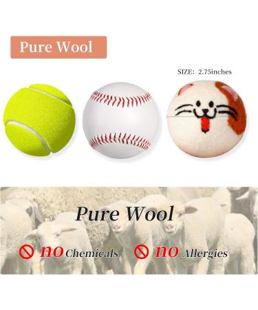 XL Cute Cat Face Wool Dryer Balls - Handmade Reusable Fabric Softener | Organic Shorten Drying Time | 3 Pack for 1000+ Loads - Buy Online on GoSupps.com