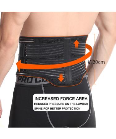 Lower Back Braces for Pain Relief - Compression Belt for Men & Women Lumbar Support for Herniated Disc Sciatica & Scoliosis - Size L (Waist 39.7-51.1 Inch) - Black - Buy Online on GoSupps.com