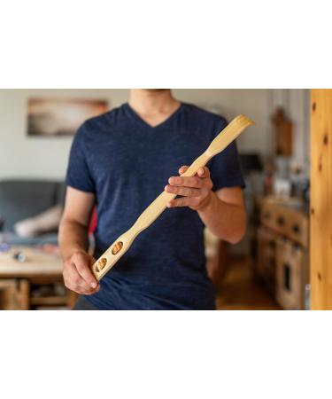 Chinchilla Eco Back Scraper with Massage Rollers - 100% Natural Bamboo | 46 cm | Relaxation & Well-Being | Eco-Friendly & Durable Back Massager - Buy Online on GoSupps.com