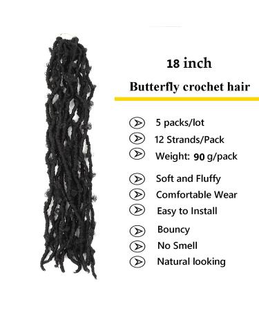 5 Packs 18 Inch Butterfly Crochet Hair for Black Women - Pre-looped and Pre-twisted Faux Locs Braids in 1b (18 inch 5 pack) - Buy Online on GoSupps.com