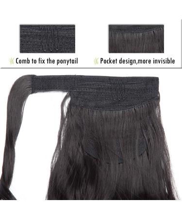 Buy Natural Black Ponytail Extensions - Corn Wave Clip-In Hair Extensions (20 / 50cm) - Affordable Realistic Velcro Connection - 90g - Buy Online on GoSupps.com