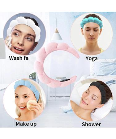 CEVILIA 3pcs Puffy Spa Headband Set for Women - Sponge Terry Towel Fabric Hair Band for Face Washing & Makeup (Black+Blue+Pink) - Buy Online on GoSupps.com