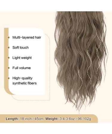 FESHFEN Ash Brown 18 Curly Wavy Drawstring Ponytail Hair Extension - Synthetic Hairpiece for Women - Buy Online on GoSupps.com