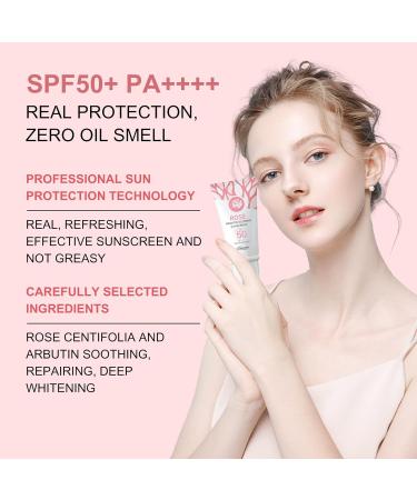 Glow Face Sunscreen SPF 50 PA++++ Broad Spectrum Sunscreen for Face Daily Moisturizing Sunscreen and Face Primer with Rose Extract and Arbutin Sun Resistant - Buy Online on GoSupps.com