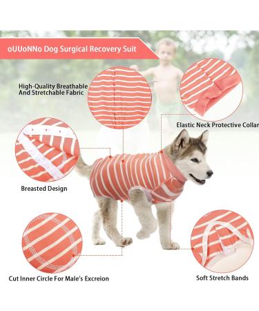 Ouuonno Healing Suits for Dogs - Surgical Relaxation for Abdominal Wounds & Skin Diseases | Cone-E-Neck Alternatives (XXL Stripes Pink) - Buy Online on GoSupps.com