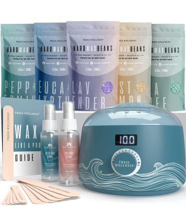 Tress Wellness Waxing Kit for Brazilian Wax - Easy to Use - For Sensitive Skin - Digital Display Blue Water