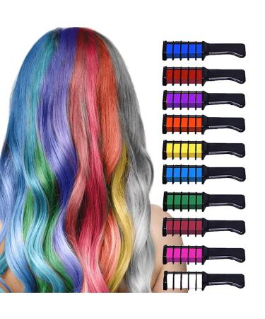 10 Colors Hair Chalk for Kids Girls Gifts MSDADA Temporary Bright Hair Chalk Comb for Kids Girls Age 6 7 8-12+Washable Coloured Hairspray for Birthday Children's Day Christmas Gifts New Year Party Multi-colored