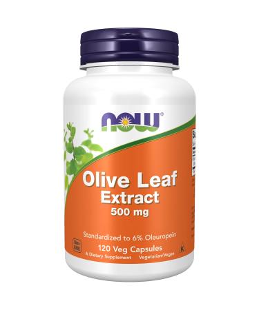 Now Foods Olive Leaf Extract 500mg Oleuropein High Dose 120 Vegan Capsules Lab-Tested Soy Free Gluten Free Vegetarian Non-GMO