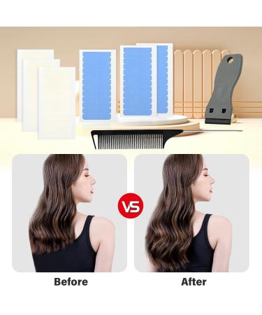EHDIS Hair Extension Tape Tabs Set - 3 Sheets Double Sided and 3 Sheet Single Side Adhesive Hair Extension Tapes with Scraper Hair Comb Tweezers - Buy Online on GoSupps.com