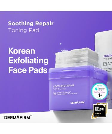 DERMAFIRM Soothing Repair Toning Pad - Korean Skin Care Toner Pads for Face w/Glutathione + PHA AHA LHA - Vegan & Moisturizing Face Exfoliating - Salicylic Acid Facial Pads 70EA - Buy Online on GoSupps.com