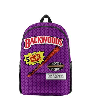 Zeruike BACKWOODS Cigar Backpack 3D Print Backwood Outdoor Sport Bag Laptop School Travel Book Bags for Boy Girl Men Women Purple-s