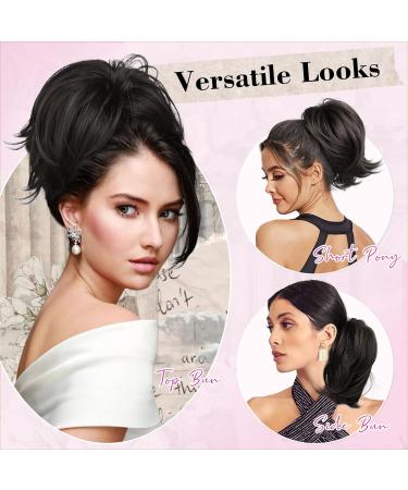 REECHO Hair Bun Claw Clip Messy Bun Hair Piece Short Ponytail Extension with Bendable Metal Wire Fake Bun Hair Pieces for Women - Dark Blonde with Golden Blonde Tail - Buy Online on GoSupps.com