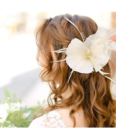 Lurrose 1PC Fascinator Hair Clip Fascinator Hair Pin Hair Clip Fascinator Hair Accessories for Women Wedding Tea Party Hat Beige - Buy Online on GoSupps.com