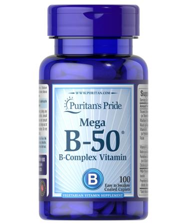 Puritan's Pride Vitamin B-50 Complex Caplets 100 Count - Buy Online on GoSupps.com