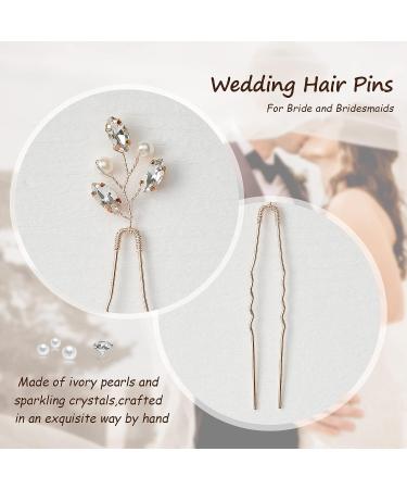 Sooshin 6-Piece Bridal Hair Pins Set - Pearl and Rhinestone Wedding Hair Accessories - Rose Gold Crystal Hair Pins for Brides and Bridesmaids - Buy Online on GoSupps.com