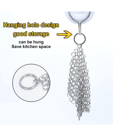 DUIJINYU Stainless Steel Chainmail Scrubber for Cast Iron - 4x4 Inch Skillet Cleaner - Removes Stuck Food Safely - Pre-Seasoned Cookware and Waffle Iron Safe - Ideal for Dutch Ovens and Glassware - Buy Online on GoSupps.com