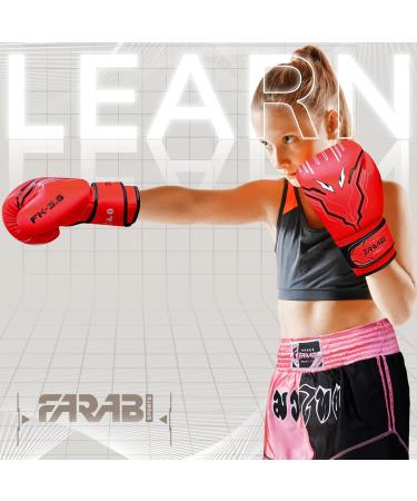 Farabi Sports 6oz Boxing Gloves for Kids - Boys & Girls Youth Training Gloves for MMA Muay Thai & Punching Bag (Ages 5-10) - Red - Buy Online on GoSupps.com