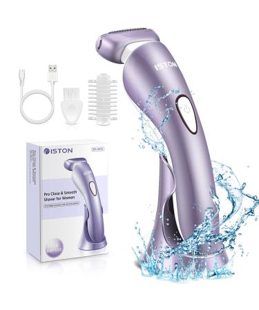 Electric Razor for Women,Bikini Trimmer Shaver for Women Hair Legs and Underarms, Cordless Painless Waterproof Lady Electric Shavers for Women with LED Light-Purple