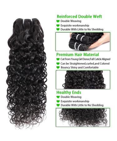 Brazilian Water Wave Bundles with Closure - 14 16 18 + 14 inch Free Part Unprocessed Human Hair - Buy Online on GoSupps.com