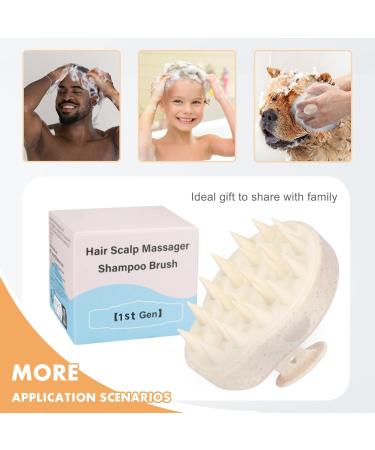 FREATECCH CHARD Massage Brush Silicone Shampoo Brush for Hair Washing Head Massage & Dandruff Removal Beige Wheat Straw Handle for Hair Growth - Buy Online on GoSupps.com
