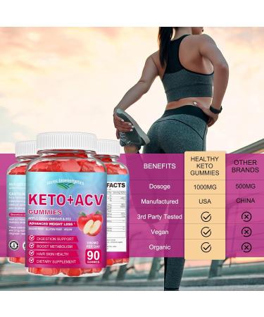 90 CT Keto Apple Cider Vinegar Gummies - Organic ACV Diet Supplement with Folic Acid B12 & Beet Root - Boost Energy & Wellness - 1000MG for Men & Women - Buy Online on GoSupps.com