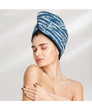 Hair Towel Wrap - Quick Drying Towel Turban with Button | Ocean On Striped Design - Buy Online on GoSupps.com