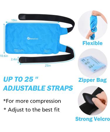 RelaxCoo XXL Knee Ice Pack - Reusable Gel Wrap for Knee Pain Relief & Swelling - Ideal for Knee Surgery & Sports Injuries - Blue - Buy Online on GoSupps.com