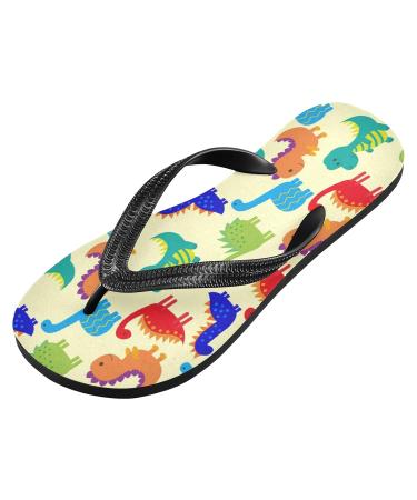 Shop Mnsruu Colorful Dinosaur Yellow Flip-Flops | Stylish & Comfortable Footwear for Home Spa & Travel - Unisex Medium - Buy Online on GoSupps.com