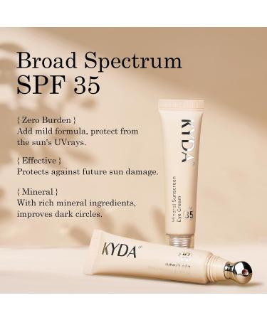 KYDA Mineral Sunscreen Eye Cream 3-in-1 Anti-Aging Under Eye Cream Concealer for Dark Circle and Fine Lines SPF 35 Under Eye Brightener/Color Corrector Light 01 - Buy Online on GoSupps.com