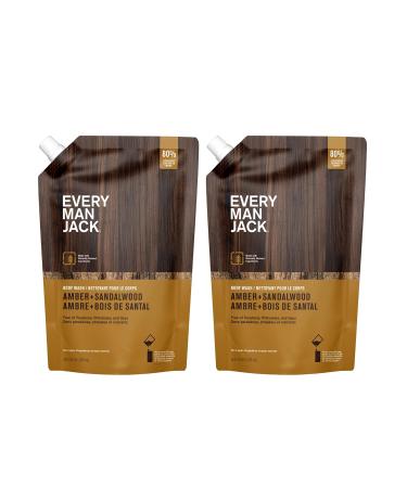 Every Man Jack Amber + Sandalwood Mens Body Wash Refill Starter Pouch - Cleanse, Nourish, and Hydrate Skin - Naturally Derived Ingredients - Paraben Free, Phthalate Free, Dye Free - (2-36oz pouches) Amber + Sandalwood 36 Fl  - Buy Online on GoSupps.com