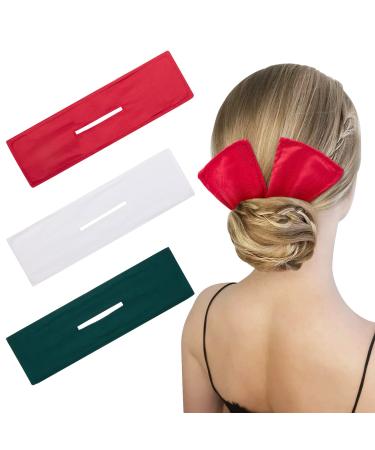 Melliex 3 pieces hair bun maker magic hair node deft bun donut hair dutt loop french twist hairstyle for women girl red white green green