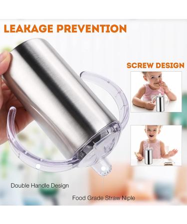 Vermida 12oz Stainless Steel Sippy Cup with Handles - Spill Proof Insulated Tumbler for Toddlers Kids - Double Wall Travel Mug with Straws and Two Lids - Ideal for School and Outdoor Use - Buy Online on GoSupps.com