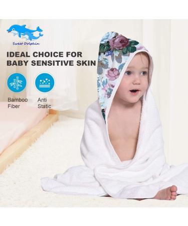 SWEET DOLPHIN Bamboo Baby Bath Towel - Ultra Absorbent Hooded Towels for Babies - Pack of 3 Soft Flowered Towels 30x30 Inch - Baby Registry Gifts - Buy Online on GoSupps.com