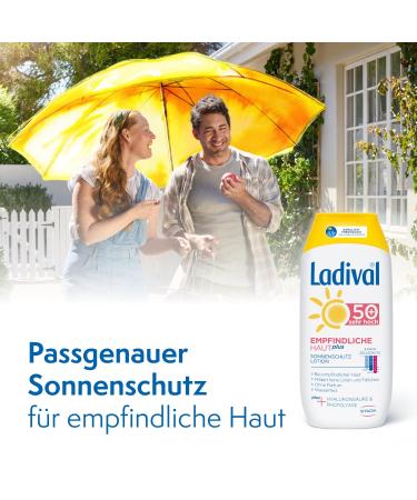 Ladival Sensitive Skin Plus Sun Protection Lotion LSF 50+ | Perfume-Free Color & Preservative-Free Waterproof | 200 ml - Buy Online on GoSupps.com