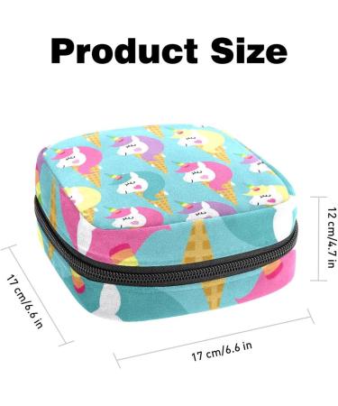 Stylish Menstrual Pad Bag with Zipper - Unicorns & Ice Cream - Tampons Pouch for Women & Girls - Buy Online on GoSupps.com