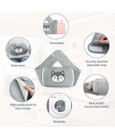 Mokani Wearable Soft Furry Hot Water Bottle with Waist Belt - Grey | Pain Relief for Shoulder, Neck, Hand, Waist, and Back - Buy Online on GoSupps.com