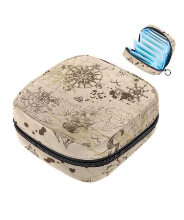 Old map sailing sanitary napkins storable period pocket for women teen girls girls menstrual cup pocket