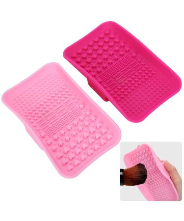 2 pieces silicone make-up brush cleaning pads matt cosmetic make-up brush cleaner washing tool make-up brush scrubber board for face foundation Brushes