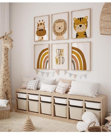 artpin Children's Room Posters - Set of 6 Baby Room Art | Boho Safari Rainbow A4 Prints for Nursery Decor - Buy Online on GoSupps.com